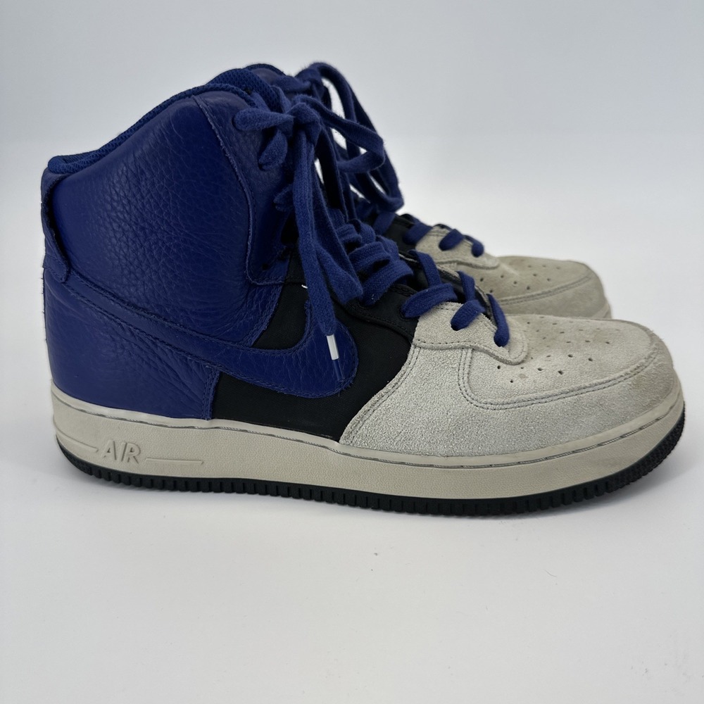 Size 10.5- Nike Air Force 1 '07 LV8 High Platinum Deep Royal Blue